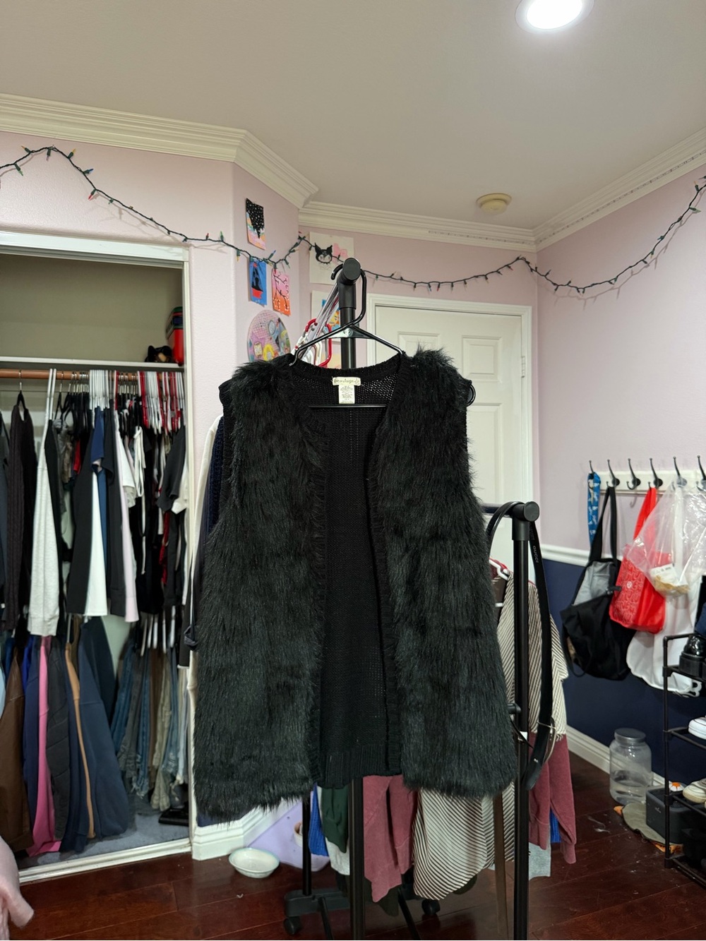 love on a hanger Black Faux Fur Vest